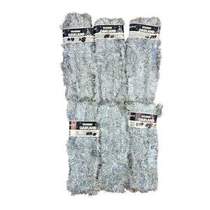 Vintage Christmas Silver Tinsel Tree Garland Lot Of 6 120 Feet Total 20 Ft 4 Ply
